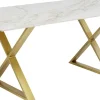 Stoły*KARE Design Stół Z Kamionkowym Blatem 180x90 Cm Nogi Złote Krzyżowe