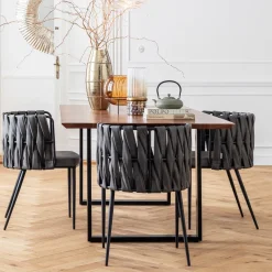 Stoły*KARE Design Stół Z Naturalnym Drewnianym Blatem Z Drewna Akacji I Czarnymi Metalowymi Nogami 200x100 Cm