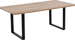 Stoły*KARE Design Stół Z Naturalnym Drewnianym Blatem Z Drewna Akacji I Czarnymi Metalowymi Nogami 200x100 Cm
