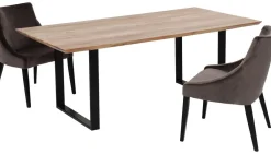 Stoły*KARE Design Stół Z Naturalnym Drewnianym Blatem Z Drewna Akacji I Czarnymi Metalowymi Nogami 200x100 Cm