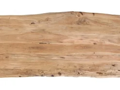 Stoły*KARE Design Stół Z Naturalnym Drewnianym Blatem Z Drewna Akacji I Srebrnymi Metalowymi Nogami 160x80 Cm