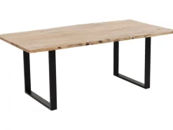 Stoły*KARE Design Stół Z Naturalnym Drewnianym Blatem I Czarnymi Metalowymi Nogami 160x80 Cm