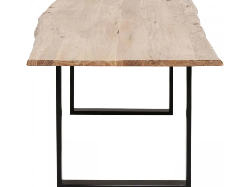 Stoły*KARE Design Stół Z Naturalnym Drewnianym Blatem I Czarnymi Metalowymi Nogami 160x80 Cm