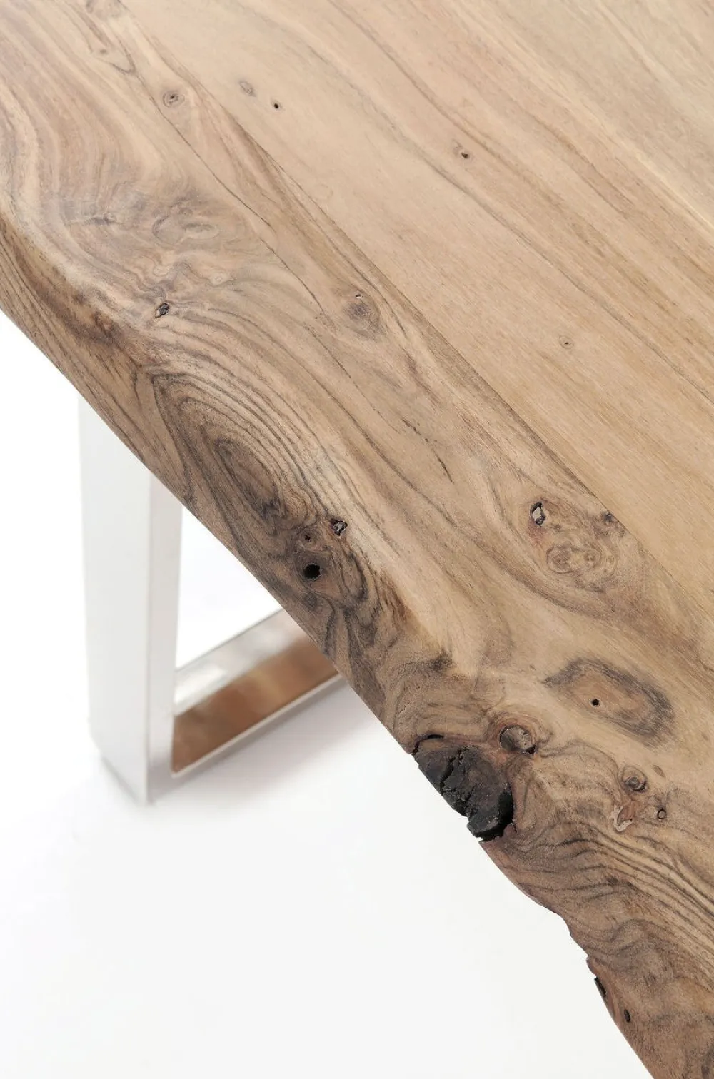 Stoły*KARE Design Stół Z Naturalnym Drewnianym Blatem I Czarnymi Metalowymi Nogami 160x80 Cm