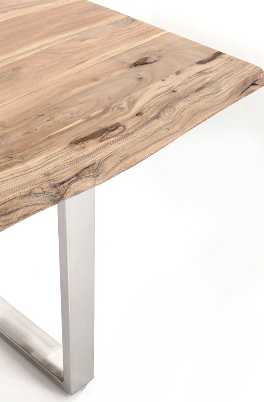 Stoły*KARE Design Stół Z Naturalnym Drewnianym Blatem I Czarnymi Metalowymi Nogami 160x80 Cm