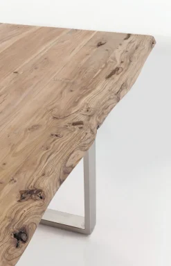 Stoły*KARE Design Stół Z Naturalnym Drewnianym Blatem I Czarnymi Metalowymi Nogami 160x80 Cm