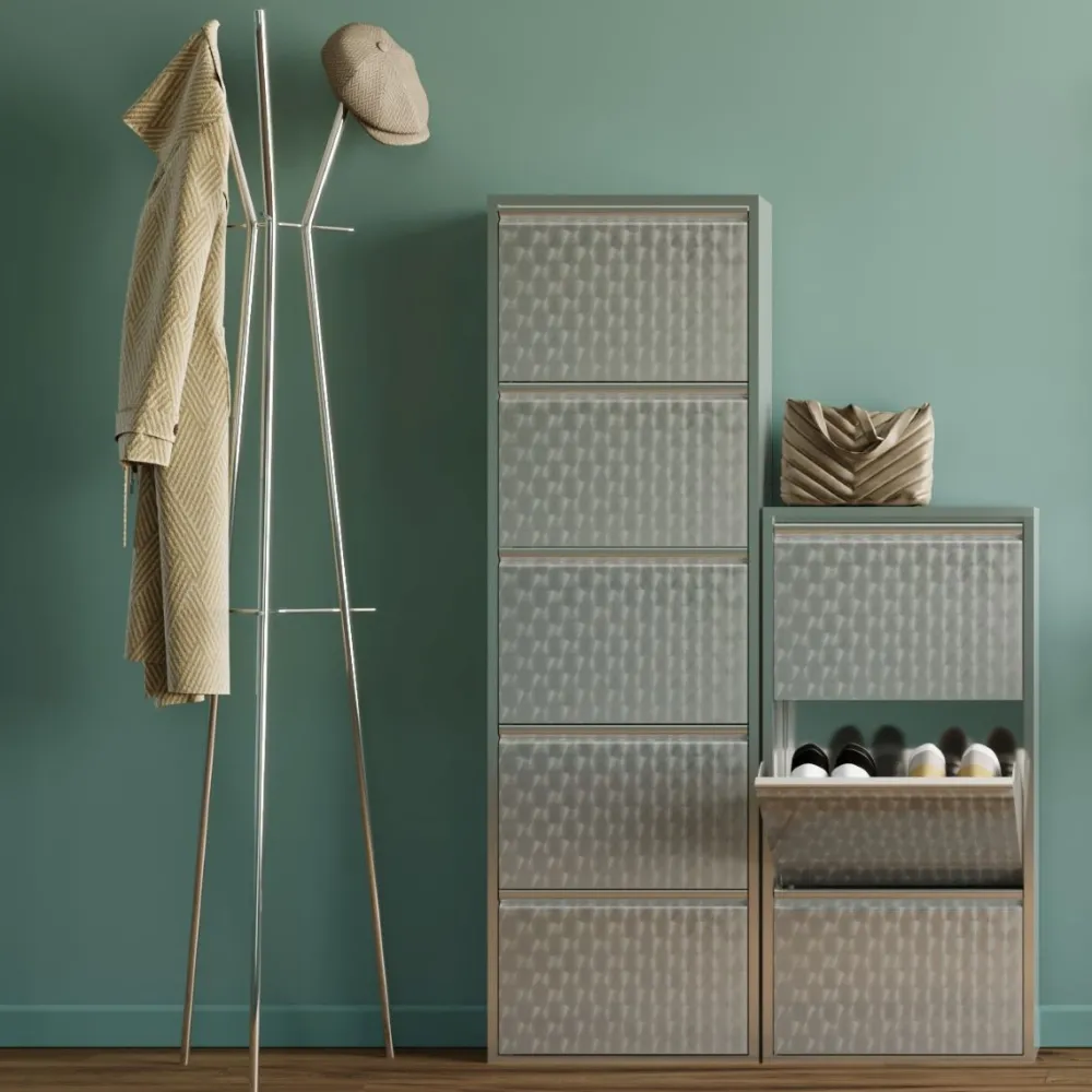 Szafki Na Buty*KARE Design Szafka Na Buty Caruso MO 50x103 Cm Srebrna