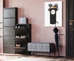 Szafki Na Buty*KARE Design Szafka Na Buty Stalowa Czarna 3 Przegródki 50x104 Cm