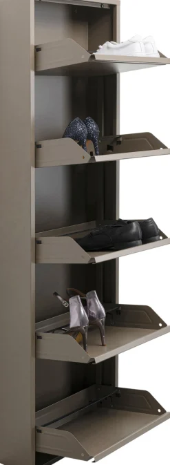 Szafki Na Buty*KARE Design Szafka Na Buty Stalowa 5 Półek Kolor Taupe 50x170 Cm