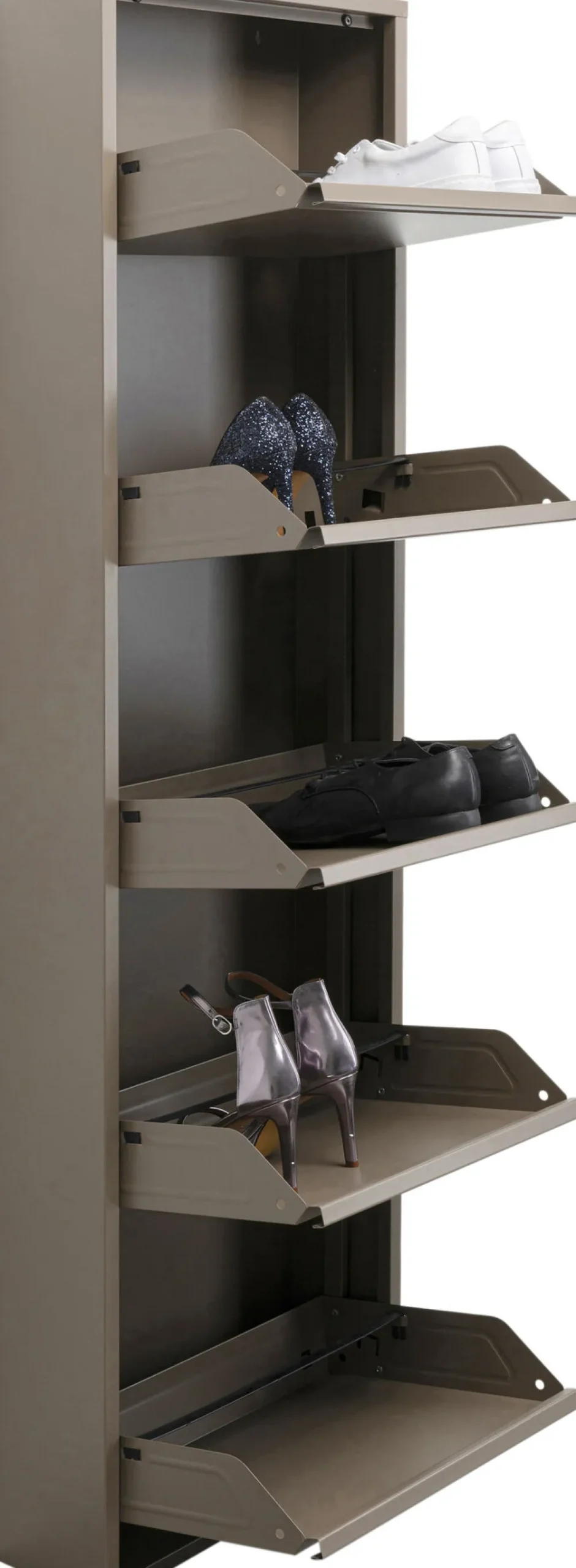 Szafki Na Buty*KARE Design Szafka Na Buty Stalowa 5 Półek Kolor Taupe 50x170 Cm