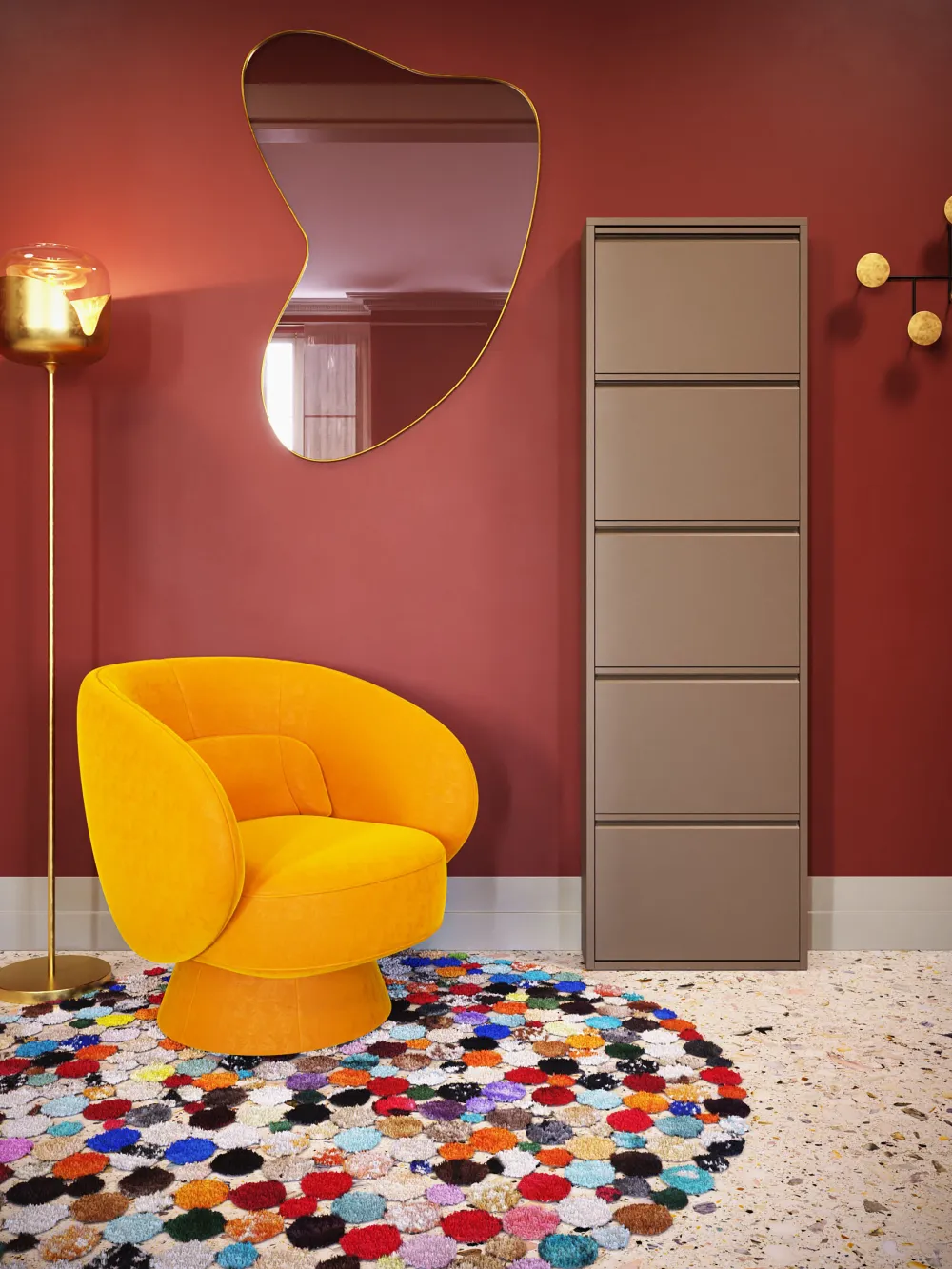 Szafki Na Buty*KARE Design Szafka Na Buty Stalowa 5 Półek Kolor Taupe 50x170 Cm