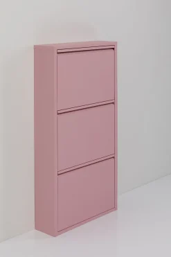 Szafki Na Buty*KARE Design Szafka Na Buty Stalowa Różowa 3 Przegródki 50x104 Cm