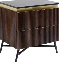 Szafki Nocne*KARE Design Szafka Nocna Catalina 51x58 Cm Drewno Mango Ciemnobrązowe - Blat Marmur