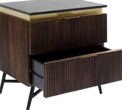 Szafki Nocne*KARE Design Szafka Nocna Catalina 51x58 Cm Drewno Mango Ciemnobrązowe - Blat Marmur