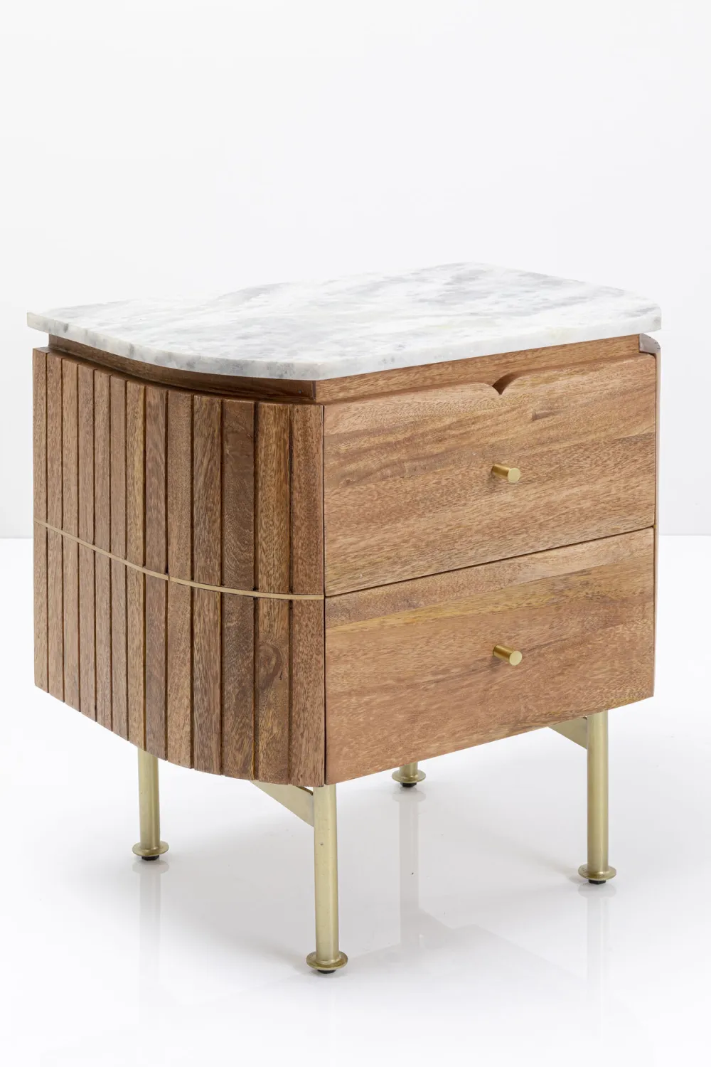 Szafki Nocne*KARE Design Szafka Nocna Grace 50x55 Cm Drewno Mango - Blat Marmur
