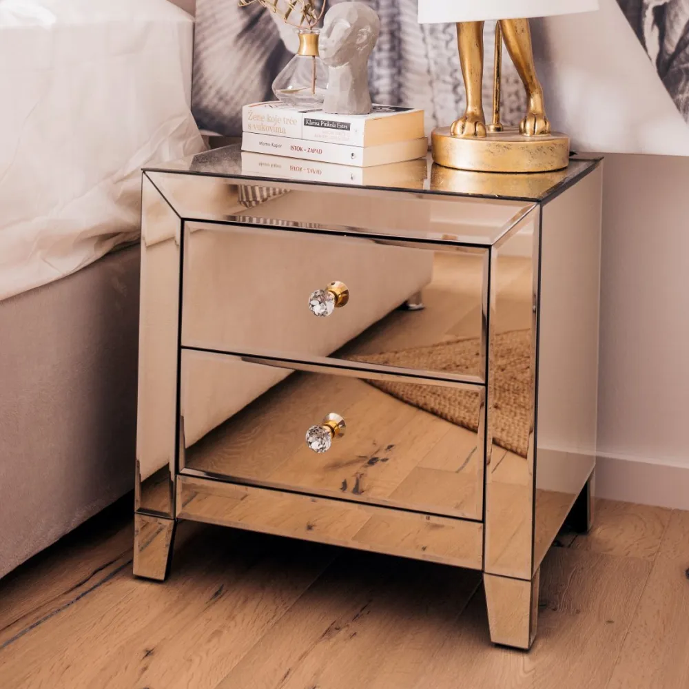 Szafki Nocne*KARE Design Szafka Nocna Luxury Gold 2 49x50 Cm Szampańska