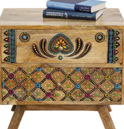 Szafki Nocne*KARE Design Szafka Nocna Z 2 Szufladami Drewno Mango Kolorowe Ornamenty 50x46 Cm