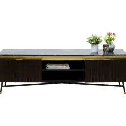 Szafki Rtv*KARE Design Szafka RTV Catalina 170x50 Cm Drewno Mango Ciemnobrązowe - Blat Marmur