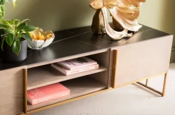 Szafki Rtv*KARE Design Szafka RTV Cesaro 160x50 Cm Naturalna - Blat Ceramika