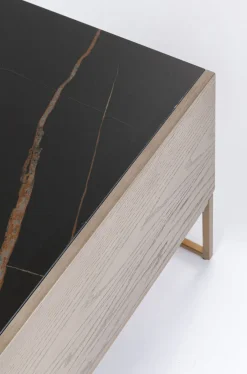Szafki Rtv*KARE Design Szafka RTV Cesaro 160x50 Cm Naturalna - Blat Ceramika