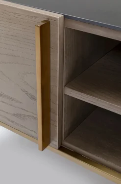 Szafki Rtv*KARE Design Szafka RTV Cesaro 160x50 Cm Naturalna - Blat Ceramika