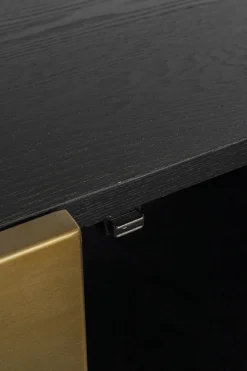 Szafki Rtv*KARE Design Szafka RTV 4-drzwiowa Czarno-złota Front Stal Nierdzewna 180x45 Cm