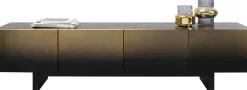 Szafki Rtv*KARE Design Szafka RTV 4-drzwiowa Czarno-złota Front Stal Nierdzewna 180x45 Cm