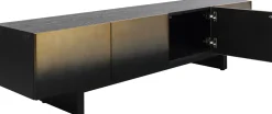 Szafki Rtv*KARE Design Szafka RTV 4-drzwiowa Czarno-złota Front Stal Nierdzewna 180x45 Cm