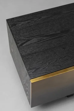 Szafki Rtv*KARE Design Szafka RTV 4-drzwiowa Czarno-złota Front Stal Nierdzewna 180x45 Cm
