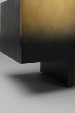 Szafki Rtv*KARE Design Szafka RTV 4-drzwiowa Czarno-złota Front Stal Nierdzewna 180x45 Cm