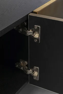 Szafki Rtv*KARE Design Szafka RTV 4-drzwiowa Czarno-złota Front Stal Nierdzewna 180x45 Cm