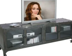 Szafki Rtv*KARE Design Szafka RTV Factory 160x56 Cm Metaliczna