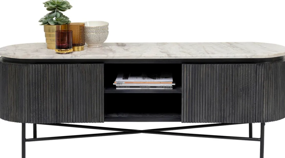 Szafki Rtv*KARE Design Szafka RTV Glenn 150x54 Cm Biało-szara