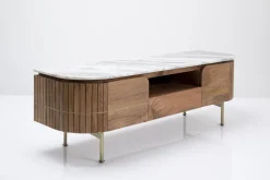 Szafki Rtv*KARE Design Szafka RTV Grace 145x48 Cm Drewno Mango - Blat Marmur