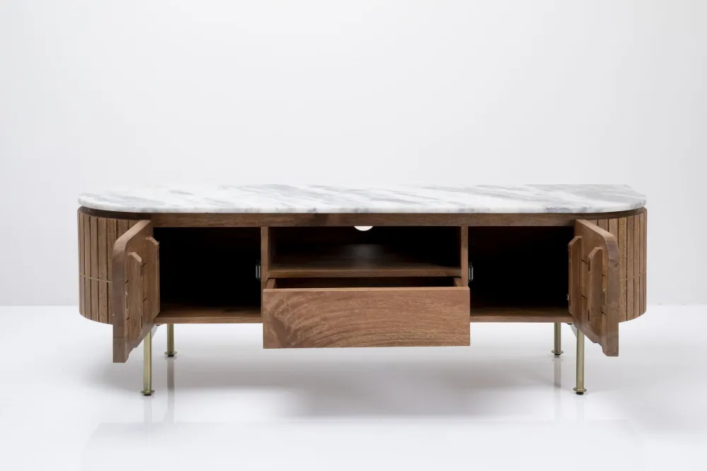 Szafki Rtv*KARE Design Szafka RTV Grace 145x48 Cm Drewno Mango - Blat Marmur