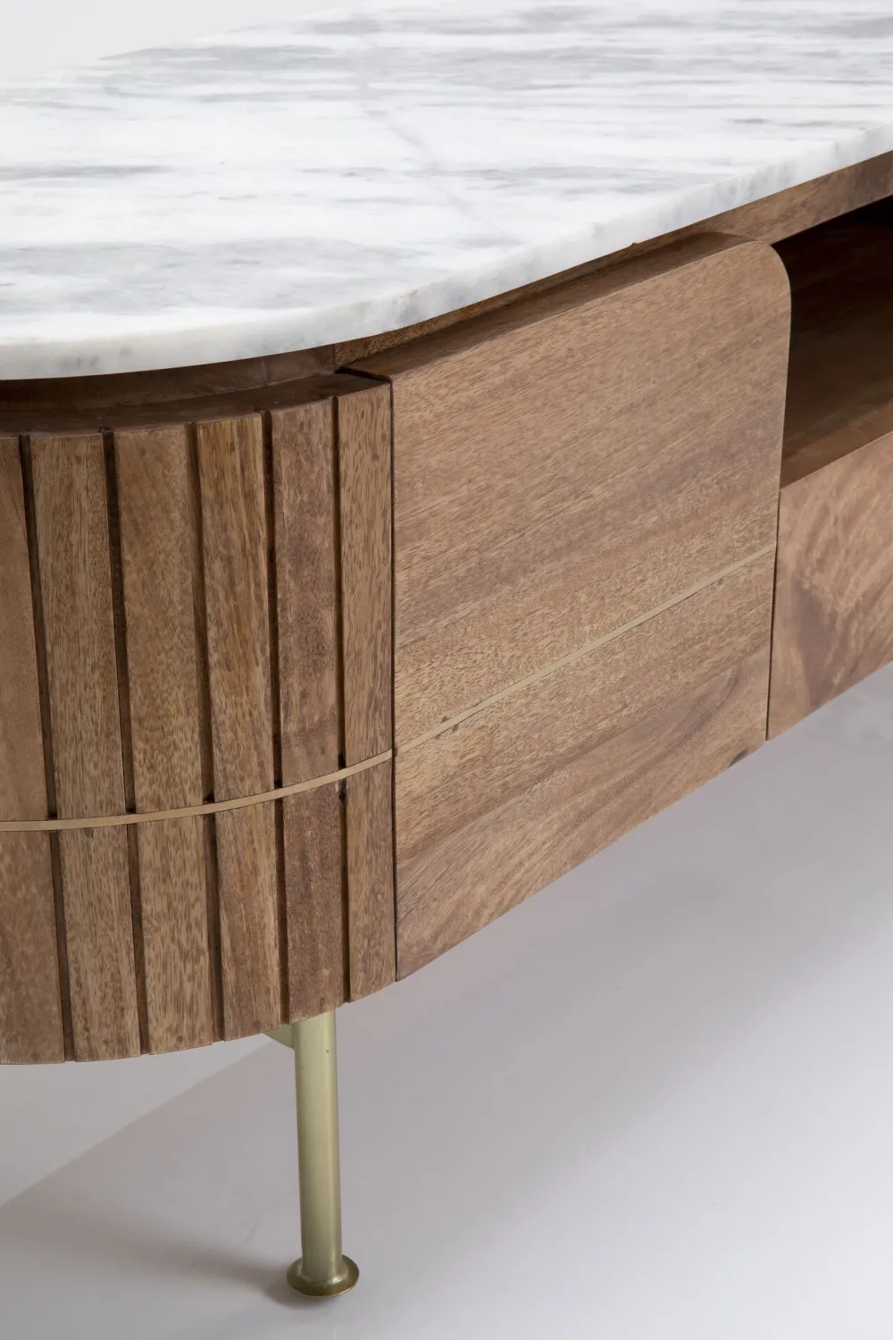 Szafki Rtv*KARE Design Szafka RTV Grace 145x48 Cm Drewno Mango - Blat Marmur