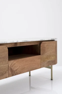 Szafki Rtv*KARE Design Szafka RTV Grace 145x48 Cm Drewno Mango - Blat Marmur