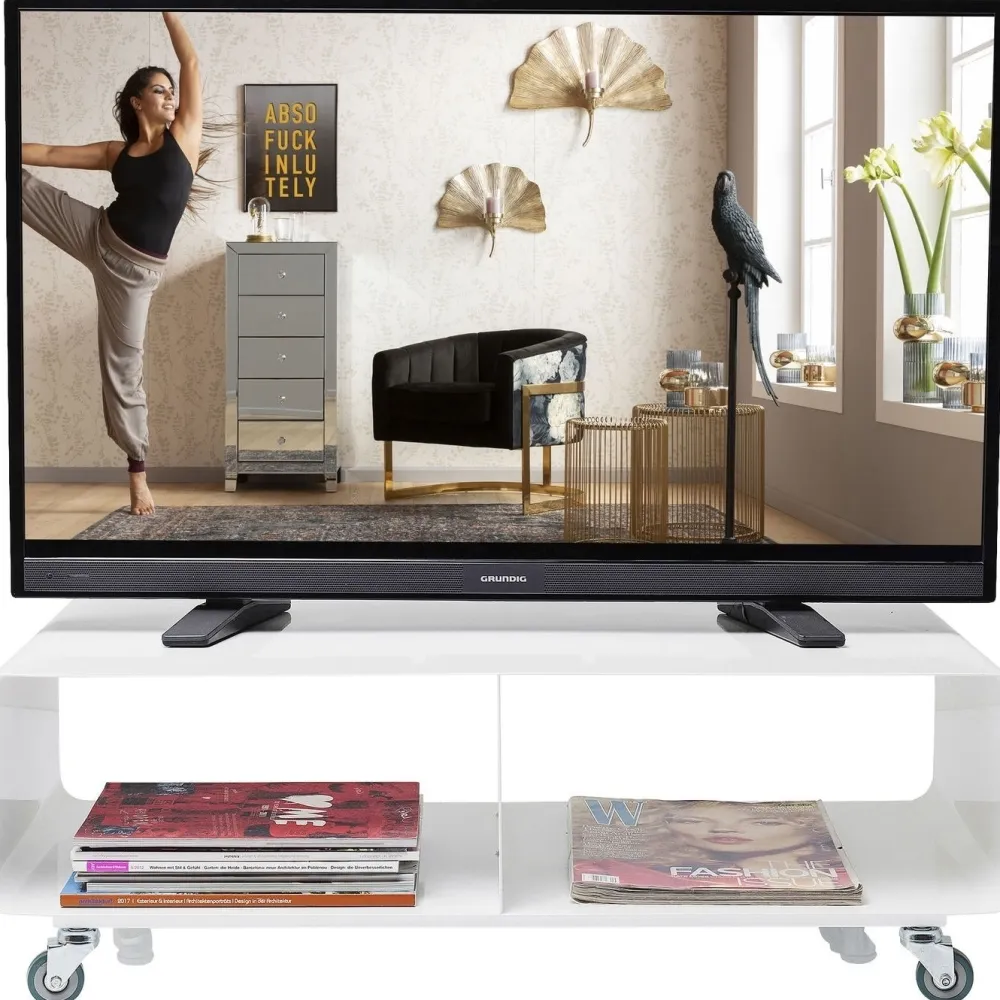 Szafki Rtv*KARE Design Szafka RTV Lounge 90x30 Cm Biała