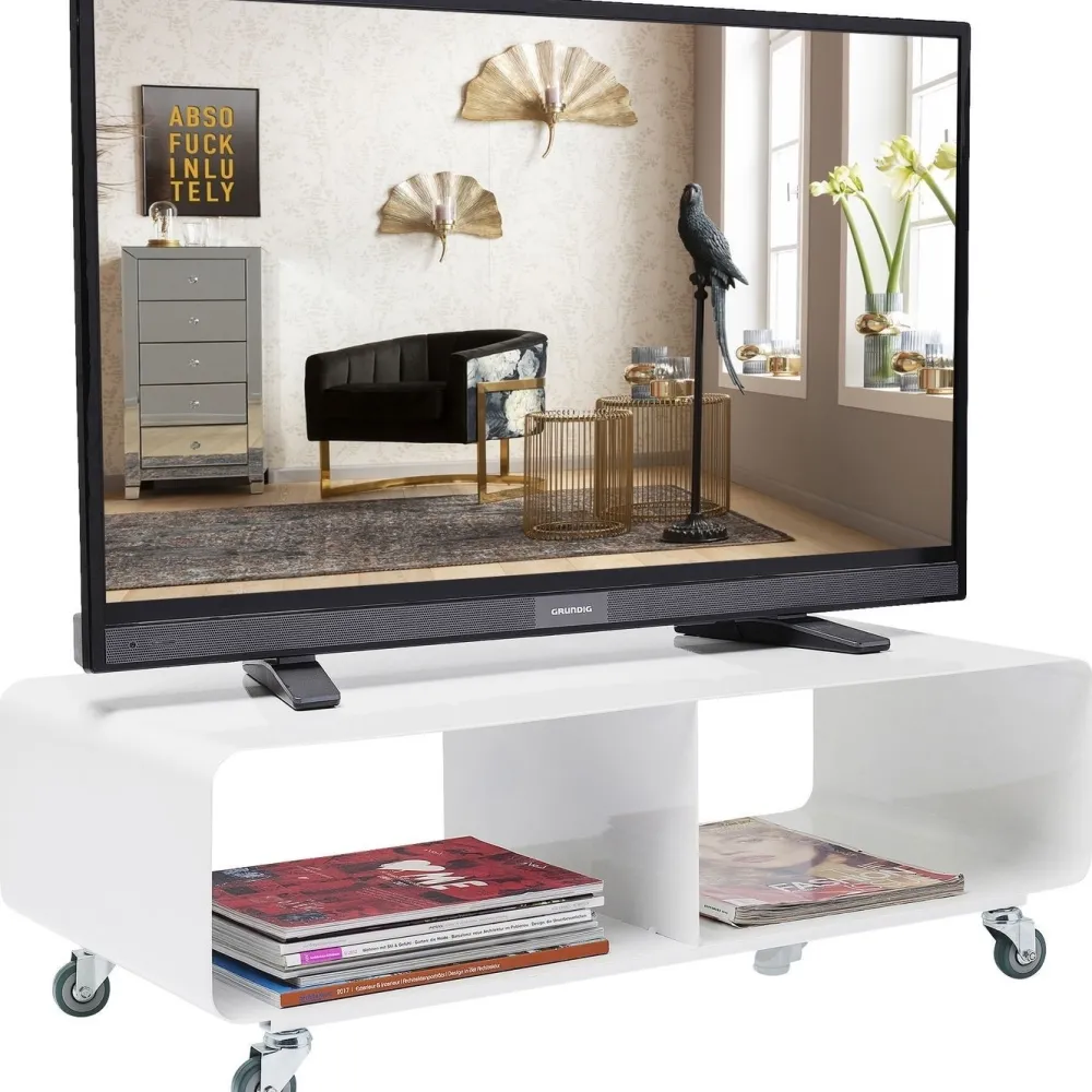 Szafki Rtv*KARE Design Szafka RTV Lounge 90x30 Cm Biała