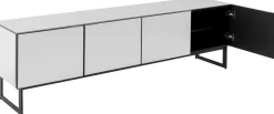 Szafki Rtv*KARE Design Szafka RTV Lustrzana Czterodrzwiowa Nogi Czarne 180x55 Cm