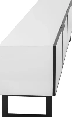 Szafki Rtv*KARE Design Szafka RTV Lustrzana Czterodrzwiowa Nogi Czarne 180x55 Cm