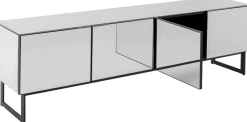 Szafki Rtv*KARE Design Szafka RTV Lustrzana Czterodrzwiowa Nogi Czarne 180x55 Cm
