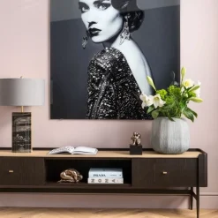 Szafki Rtv*KARE Design Szafka RTV Milano 200x55 Cm Ciemnobrązowa
