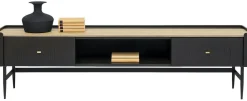 Szafki Rtv*KARE Design Szafka RTV Milano 200x55 Cm Ciemnobrązowa