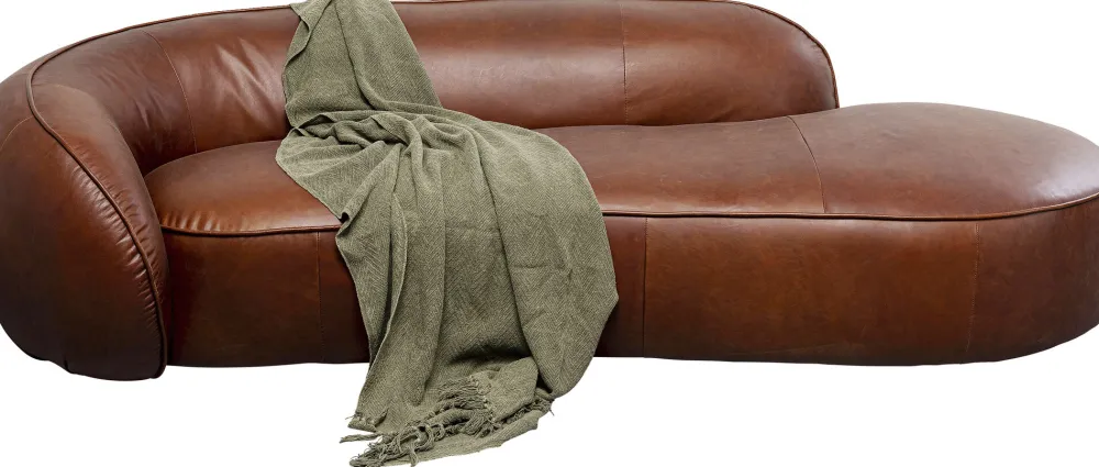 Szezlongi*KARE Design Szezlong Duży Ekskluzywny Brązowy Skóra Semianilinowa 252x108 Cm