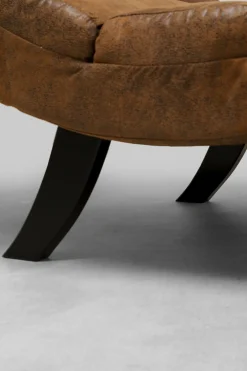 Szezlongi*KARE Design Szezlong Tapicerowany Brązowy Vintage Nogi Bukowe Czarne 190 Cm