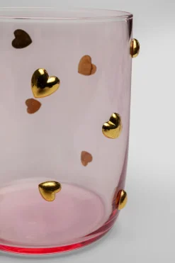 Zastawa Stołowa|Szklanki*KARE Design Szklanka Różowa Wzór Złote Serduszka 300 Ml