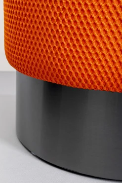 Taborety*KARE Design Taboret Okrągły Tapicerowany Pomarańczowy Podstawa Czarna Ø35x42 Cm
