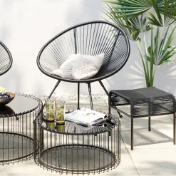 Taborety*KARE Design Taboret - Podnóżek Ogrodowy Acapulco 40x40 Cm Czarny