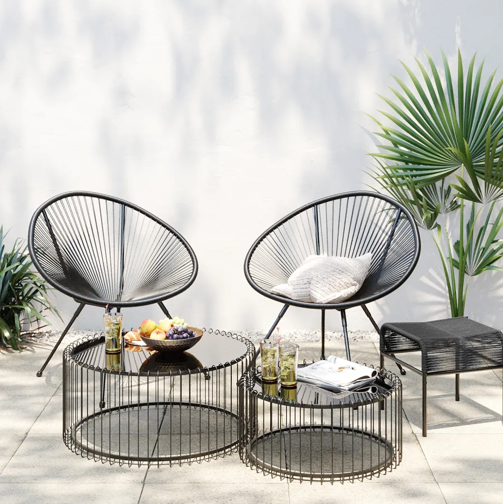 Taborety*KARE Design Taboret - Podnóżek Ogrodowy Acapulco 40x40 Cm Czarny